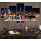 No frame 5 Panels/Set Large HD Picture Canvas Print Painting City Night and Bridge Artwork Wall decoration for living room